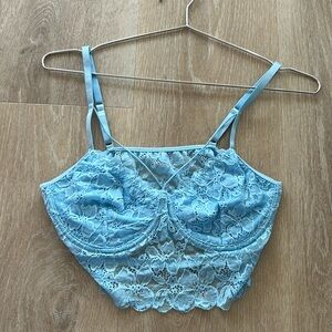 Light blue lace bustier corset top medium